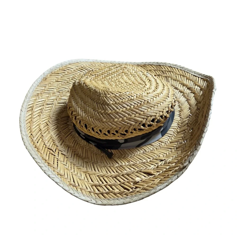 DPC Dorfman Pacific Co Handmade Straw Hat Wide Brim Sun Hat OS Resort Coastal